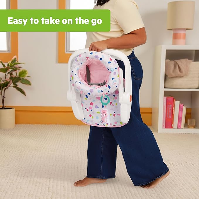 Bright Starts Learn-to-Sit 2-Position Baby Floor Seat with Toys, Pink, 4-12 Months