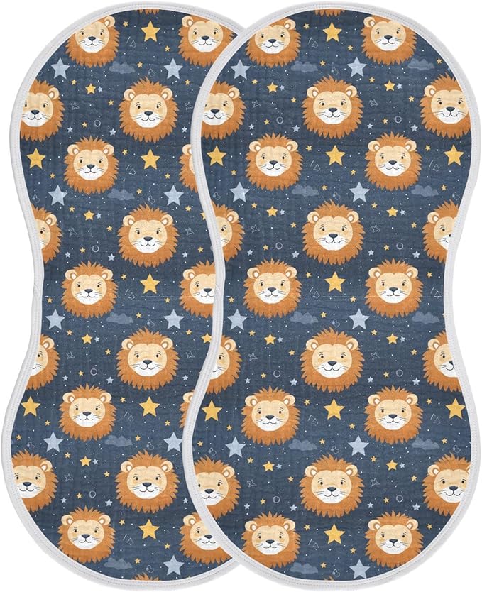 1Pc Cute Lion Burp Cloth,Unisex Large Absorbent Soft Cotton Muslin Burping Cloths for Newborn Boys Girls,11x22in,A111664