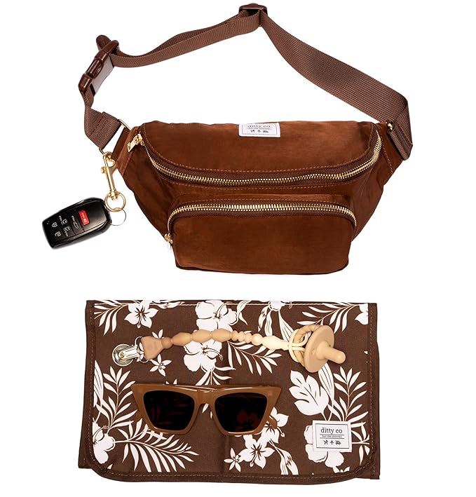 Ditty Co. Small Diaper Bag - Portable Changing Pad - Crossbody Bags For Women - Baby Wipe Holder - Baby Travel Essentials (Chocolate Brown)