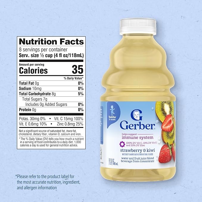 Gerber Graduates Fruit Splashers Juice, Strawberry Kiwi 32 Fl. Oz. (Pack of 4)