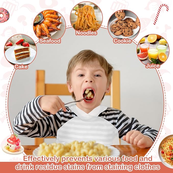 Skicuff 1000 Pcs Disposable Plastic Bibs Bulk for Kids 11" x 15.75" Children Eating Bibs with Crumb Catcher for Toddlers (White)