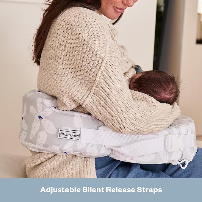 My Brest Friend Original Nursing Pillow Cover - Slipcovers for Baby - Adjustable Fit, Easy Care, Durable - Original Nursing Pillow Not Included, Platinum Posies