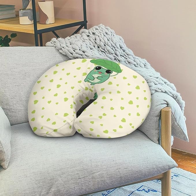Frog Heart Nursing Pillow Cover for Infant Removable Neutral Breastfeeding Pillow Cover Soft Stretchy Breastfeeding Pillow Slipcover with Hidden Zipper
