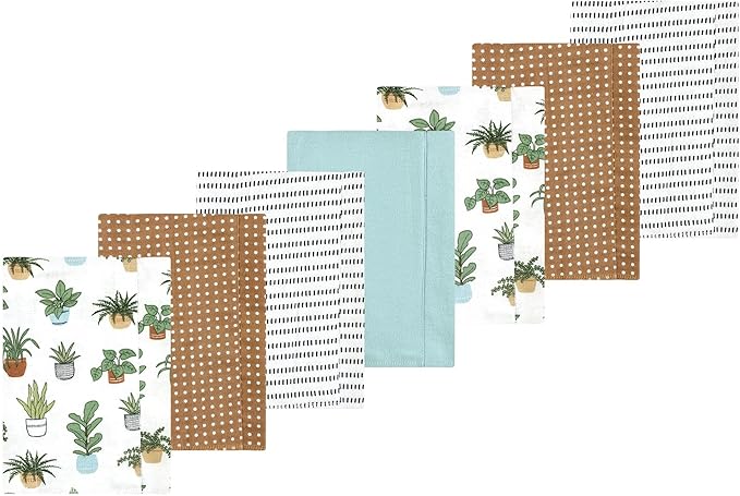 Luvable Friends Hudson Baby Flannel Burp Cloths 7pk, Botanical Plants