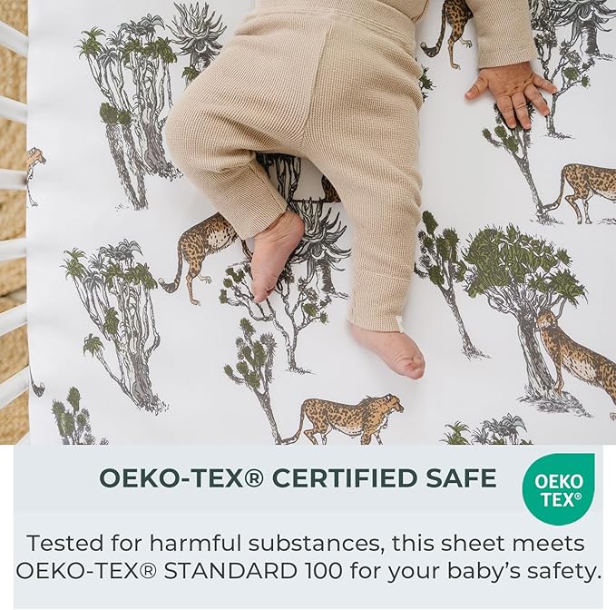 Pobibaby - 2 Pack Premium Fitted Baby Girl Crib Sheets for Standard Crib Mattress - Ultra-Soft Cotton Blend, Safe and Snug, and Stylish Floral Crib Sheet (Safari)