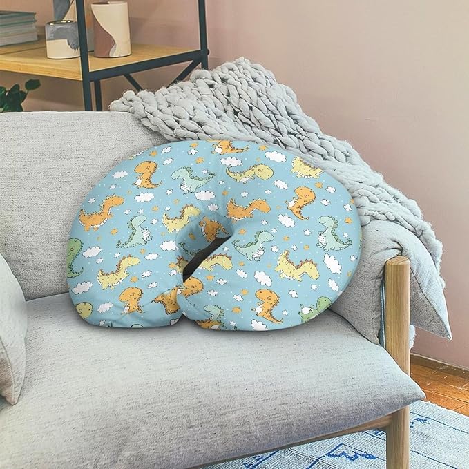 Cartoon Dinosaur Nursing Pillow Cover, Soft Cute Dinosaur Star Breathable Feeding Slipcover for Baby Boy and Girl Nursing Pillow Cover, Machine Washable