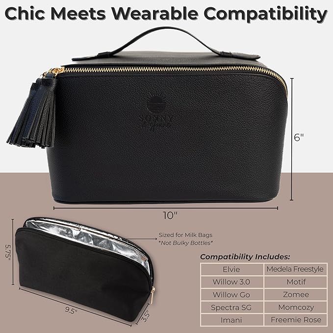 Wearable Breast Pump Bag with Cooler, Pumping Bag for Work, Compatible with Wearable Breast Pumps, Removable Breast Milk Cooler Included, Portable Pump Carrying Case with Room for Accessories