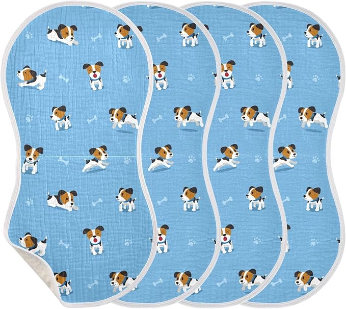 vvfelixl Baby Burp Cloths Jack Russell Terrier Dog Baby Newborn Cotton Burping Cloths Set Baby Washcloths 4 Pack Blue