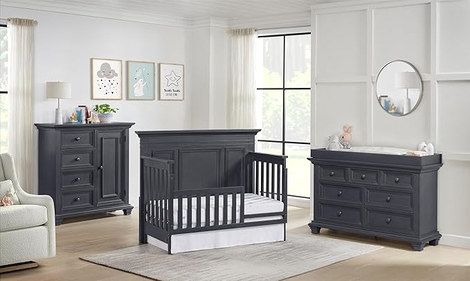 Oxford Baby Weston Crib to Toddler Bed Guard Rail Conversion Kit, Midnight Slate, Green Guard Gold Certified