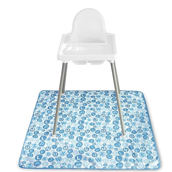 S&T High Chair Mat, Splat Mat for Arts, Crafts, Playtime, Water Resistant and Machine Washable, 42 Inch x 42 Inch, Alphabet Print, 343401