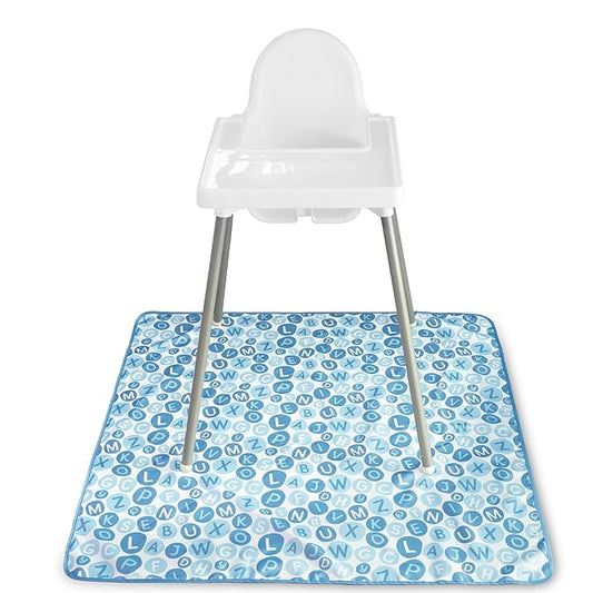 S&T High Chair Mat, Splat Mat for Arts, Crafts, Playtime, Water Resistant and Machine Washable, 42 Inch x 42 Inch, Alphabet Print, 343401