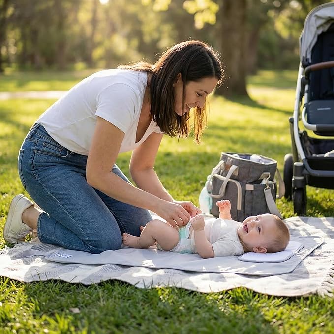 Hamur Home Portable Changing Pad – Waterproof, Washable & Easy Wipe Clean, Foldable Travel Baby Changing Mat for Diaper Bag, Compact & Lightweight, Must-Have for Newborns (Solid Green)