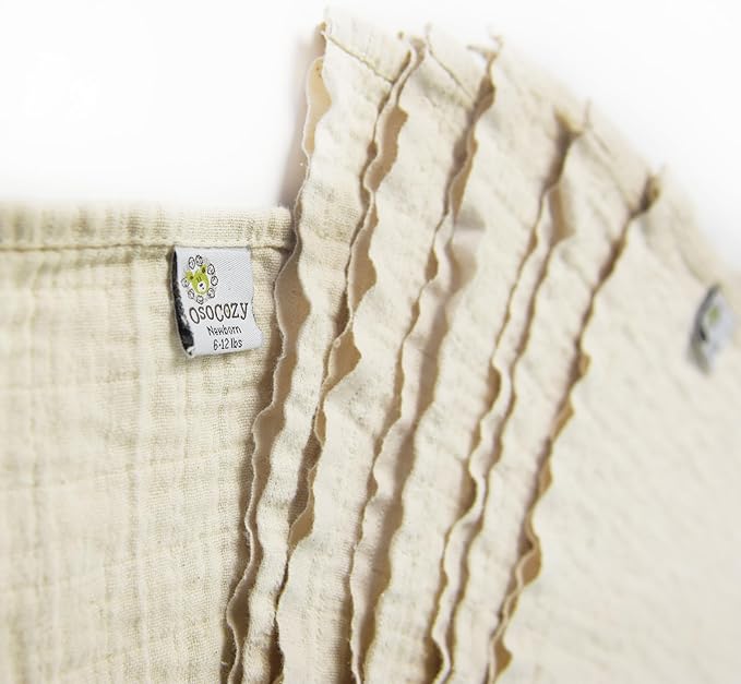 OsoCozy Organic Muslin Flat Cloth Diapers - Made of Ecologically Friendly, Soft, Absorbent, Double Layered 100% Organic Cotton. 6 Pack. Newborn Fits 6-12 Pounds.