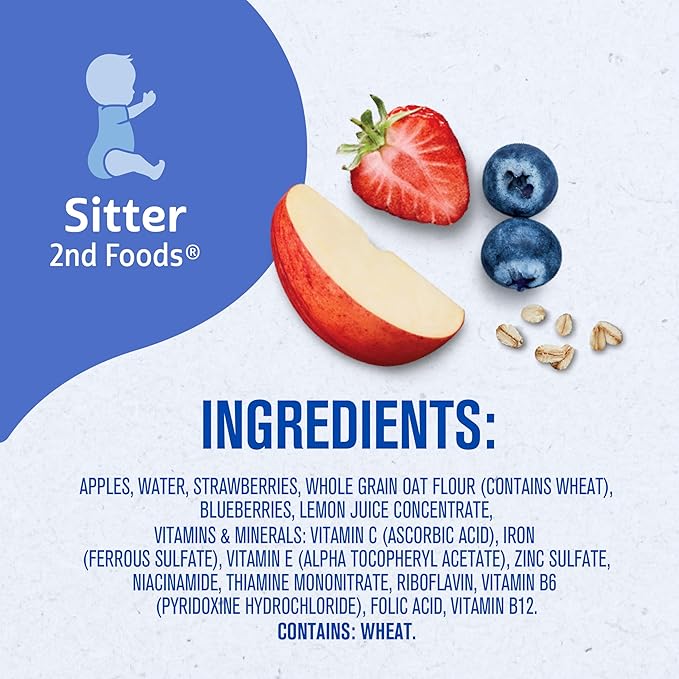 Gerber 2nd Foods Apple Strawberry Blueberry with Mixed Cereal Baby Food, 4 oz Tubs, 2 Count (Pack of 8)