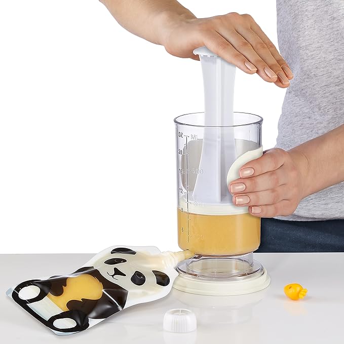 Squooshi The Original Filling Station — Baby Food Pouch Filler + 12 Reusable Baby Food Pouches | Design Patented | BPA Free | Refillable for Yogurt, Applesauce & Puree | 5oz