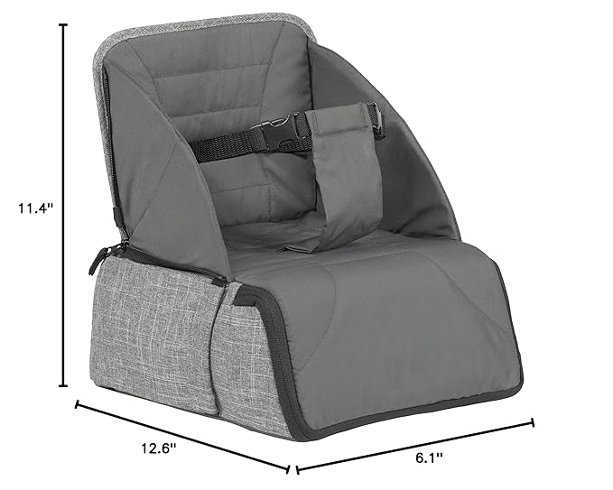 Contours Explore 2 in 1 Portable Booster Seat & Backpack Diaper Bag, Foldable Infant Chair for Restaurants or Dining Table, Toddler Travel Essential with Storage, Baby Registry Must Haves - Gray
