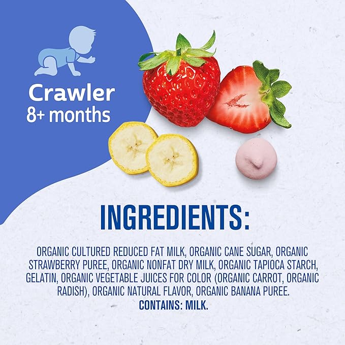 Gerber Baby Snacks Organic Yogurt Melts, Banana & Strawberry, 1 Ounce (Pack of 7)