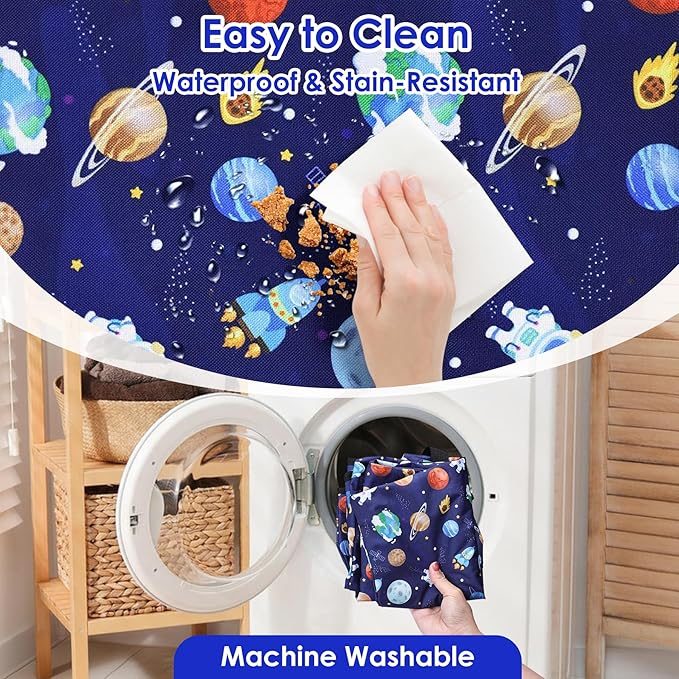 High Chair Cover, Baby High Chair Cover for Restaurants, Waterproof Portable Highchair Covers with 3-Point Harness for Eating, Travel, Home, Machine Washable, Fits Wooden Chairs (Blue)