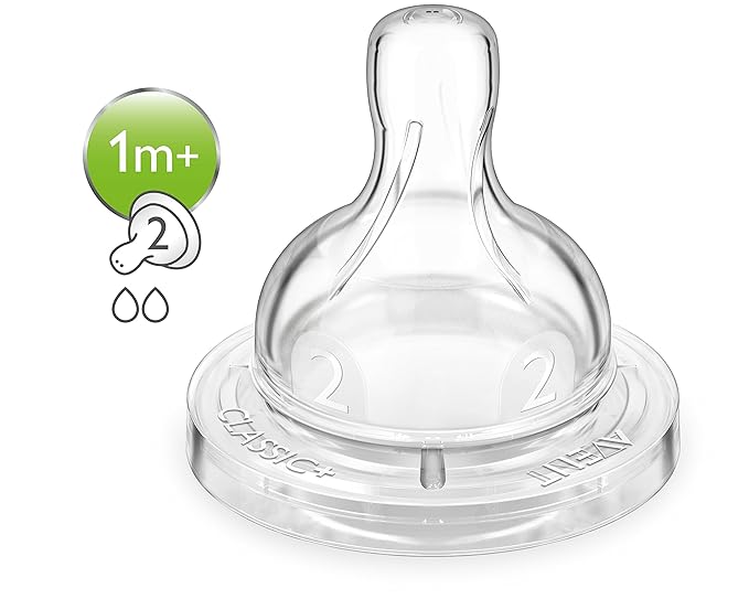 Philips Avent Anti-Colic Baby Bottle Slow Flow Nipple, 4pk, Flow 2, SCF422/47