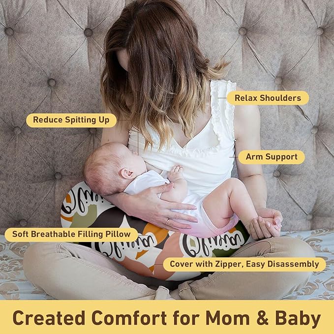 Customizable Flowers Baby Nursing Pillow Cover - Add Your Baby's Name, Ultra-Soft Stretch Fabric, Fits Standard Nursing Pillows, Ideal for Baby Showers Style 23