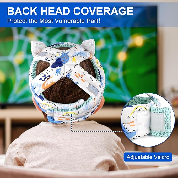 Accmor Baby Head Protector for Crawling Walking, Cute Baby Helmet No Bumps and Soft Cushion, Adjustable Infant Safety Cap, Breathable Protective Headguard Anti-Collision Toddler Helmets for 6m-24m Kid