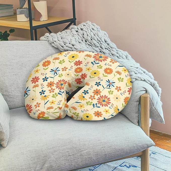 Flowers Nursing Pillow Cover with Hidden Zipper Flowers Breathable & Skin Friendly for Moms/Baby Stretchy Nursing Pillow Cover Quick-Dry Fabric