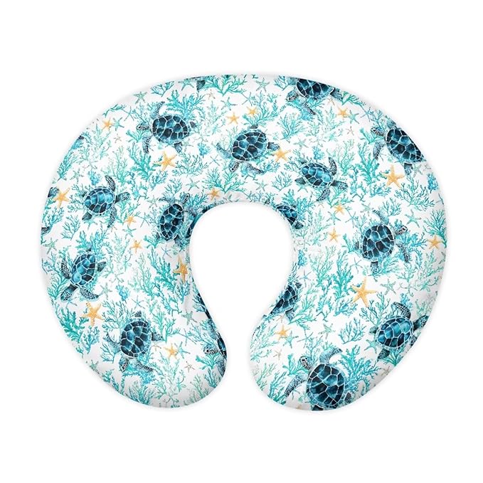 Sea Turtle Pillow Cover for Baby Boy Girl, Soft Breastfeeding Pillow Slipcover, Newborn Feeding Pillow Cover Dust Covers