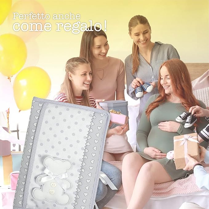 Diaper and Wipes Bag, Portable Bag Diaper and Wipes Organizer, with Booklet Opening, Gift Idea for Future Parents, 100% Made in Italy, Grey Colour, AMA1717G