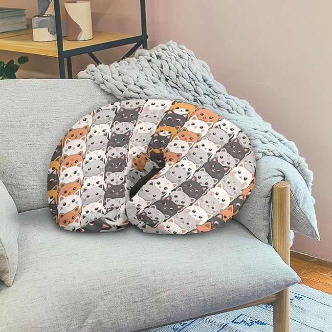 Cute Cat Nursing Pillow Cover for Baby Girls U Shaped Nursing Pillow Case Soft Nursing Covers for Breastfeeding Pillows Fits On Standard Infant Nursing Pillows Grey