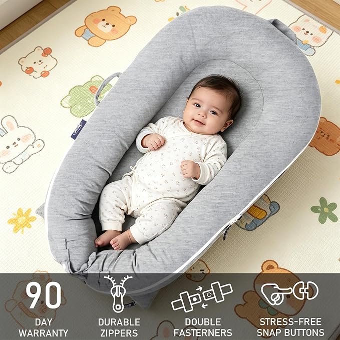 Organic Replacement Cover with Waterproof Pad | Premium Quality Spare Cover Certified Organic Cotton | [Fits Dockatot Deluxe + Docks] (Cover Only) (Gray, Waterproof Organic Cotton)