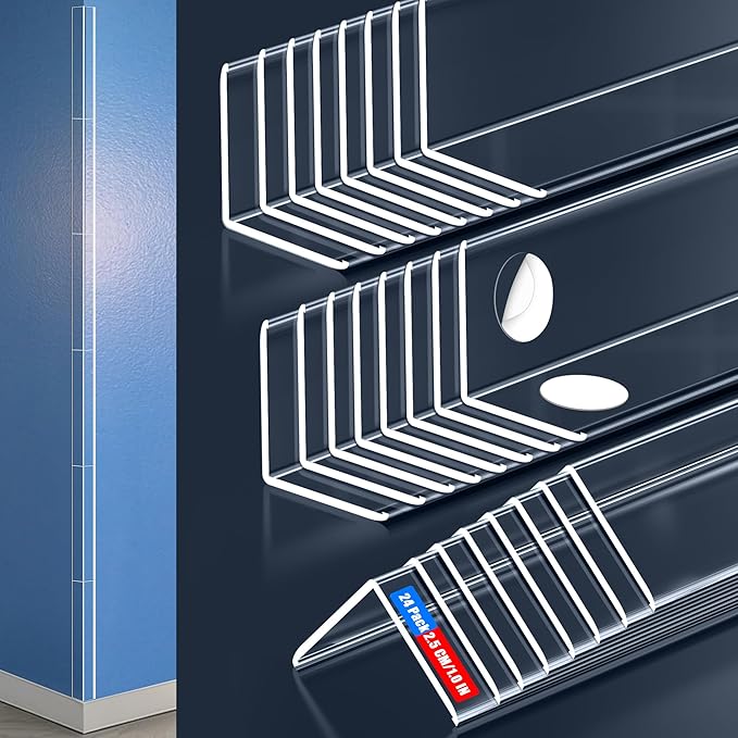 Clear Self-Adhesive Wall Corner Protectors，Corner Guards & Edge Protector for Wall Door Frame Cabinet Baseboard & Door, Table, Stair (2.5x60.96cm/1.0x24in)
