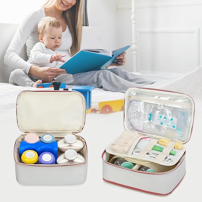 Damero Wearable Breast Pump Bag with Detachable Cooler Bag and Mat, Compatible with Elvie, Willow and Medela Electronic Pumps, Breast Pump Case for Wearable Pumps and Parts