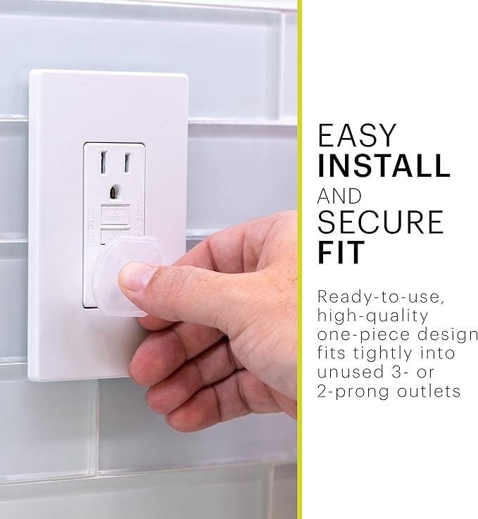 Power Gear Child Safety Electrical Outlet Covers, Tamper‑Resistant Plug Protectors for Standard Wall Outlets, Baby‑Proof & Child‑Proof Safety Caps, Clear, 30 Pack, 51175