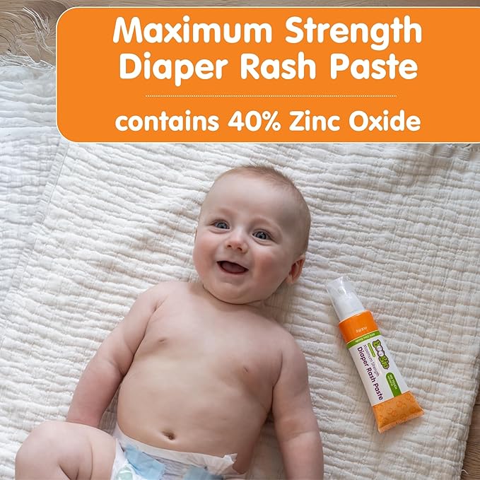 Boogie Diaper Rash Paste, Maximum Strength 40% Zinc Oxide, Mess-Free Applicator, Soothes Baby Bum, Diaper Bag Essential, 4oz (Pack of 2)
