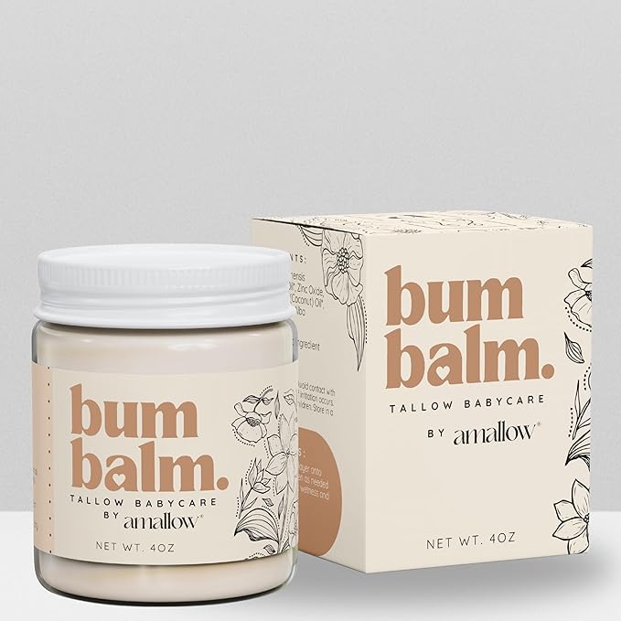 Amallow Baby Bum Balm - Diaper Area Cream for Sensitive, Rash-Prone Skin - Petroleum & Fragrance-Free - Gentle Moisturizing Balm - 4 oz