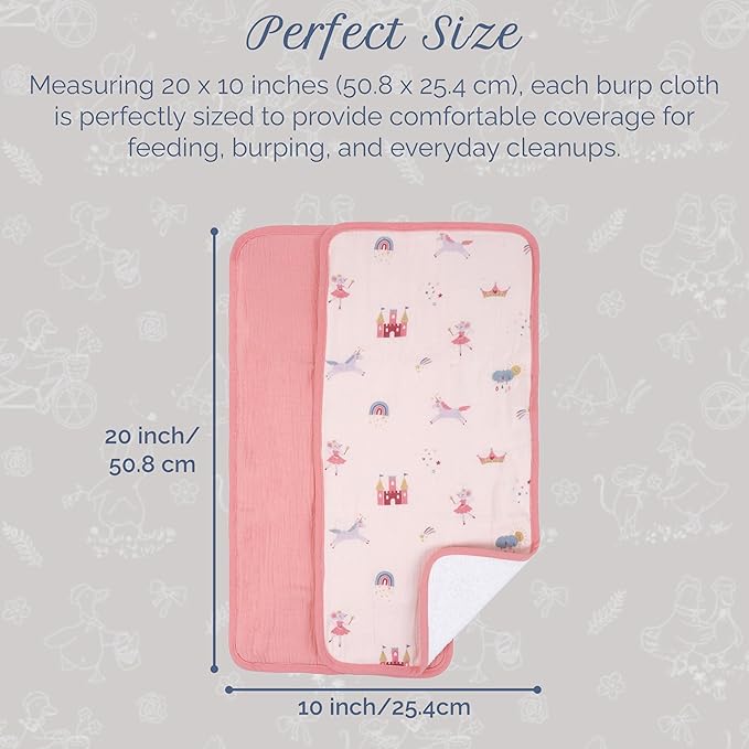 MON AMI Muslin Burp Cloths for Baby – 100% Cotton Burping Cloths for Babies, Extra Absorbent, Ultra-Soft, Baby Essentials