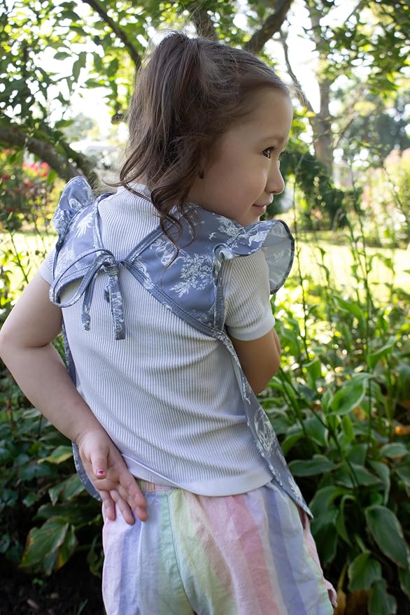 BapronBaby Flutter Savanna Blue Bapron - No Neck Tie Safer Bib for Baby & Toddler - Soft Waterproof Stain Resistant - Machine Washable - Sz Baby/Toddler 6m-3T