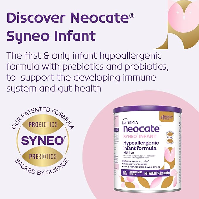Nutricia Neocate Infant - Food Allergy Relief Hypoallergenic Baby Formula with Amino Acids - Well-Tolerated & Supports Normal Growth - Dairy-Free Infant Formula with DHA, ARA - 0-12 months - 14.1 oz