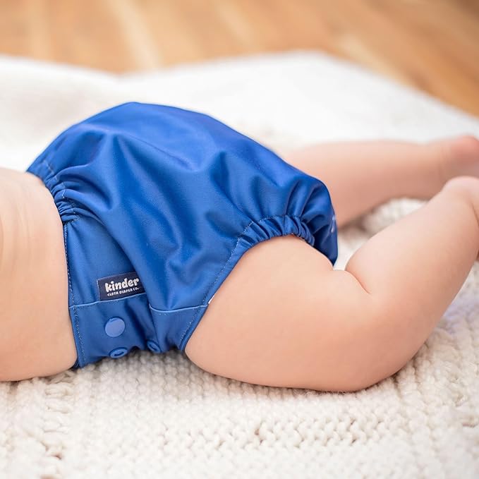 Kinder Cloth Diapers Set of 5 Reusable Baby Diapers Pocket Style Athletic Wicking Jersey, Bamboo Viscose Inserts, Wet Bag, Newborn to Potty Training 7-60lbs, One Size (Let's Go)