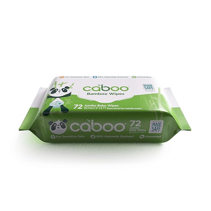 Caboo Tree Free Bamboo Baby Wipes, Eco Friendly Naturally Derived for Sensitive Skin, Resealable Peel Tab Travel, 72 Count (Pack of 2)