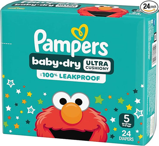 Pampers Diapers - Baby Dry - Size 5, 24 Count, Absorbent Disposable Infant Diaper (Packaging May Vary)