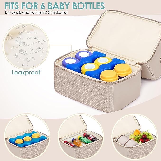 Fasrom Breast Pump Bag with Cooler Compartment Compatible with Momcozy, Medela and Willow Hands Free Pump, Pumping Tote with Waterproof Mat, Camel