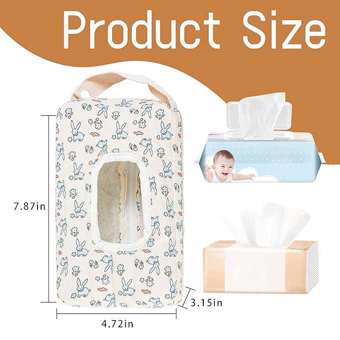 Quilted Baby Wipe Holder Floral Diaper Pouch Portable Quilted Wipes Bag for Car, Stroller
