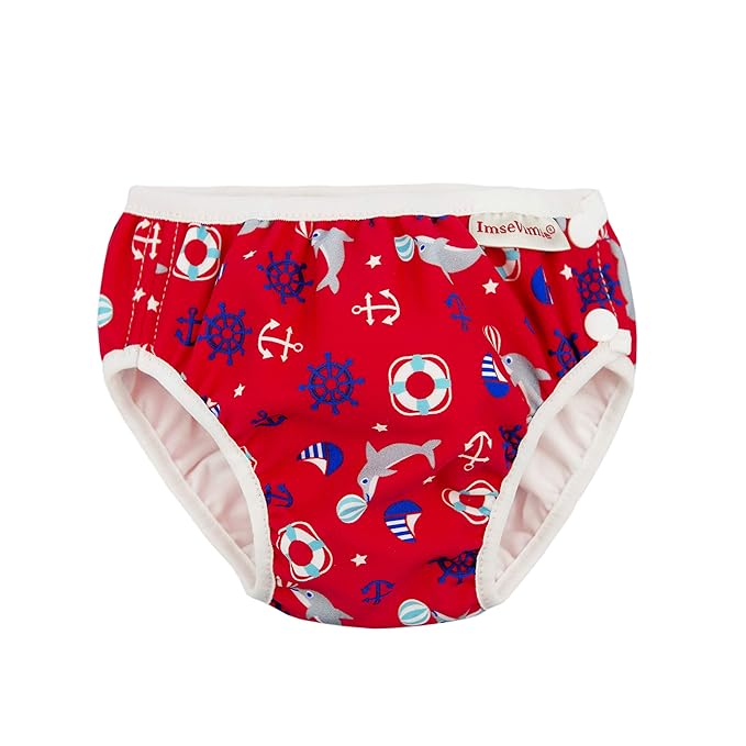 ImseVimse Reusable Baby Swim Diapers for Boys (Red Marine, NB 0-3M (9-13 lbs))