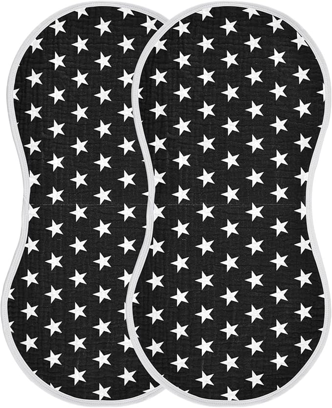 American Stars Black Burp Cloths Baby Boys Girls Absorbent Soft Cotton Burping Cloths Rags, 2 Pack