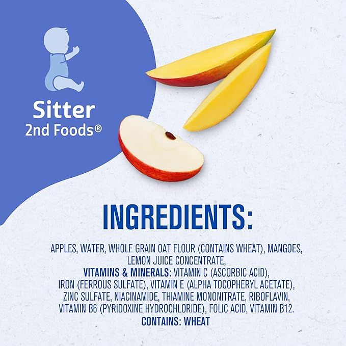 Gerber Stage 2 Baby Food, Apple Mango Oatmeal Cereal Puree Tubs, Baby Cereal, 16PK