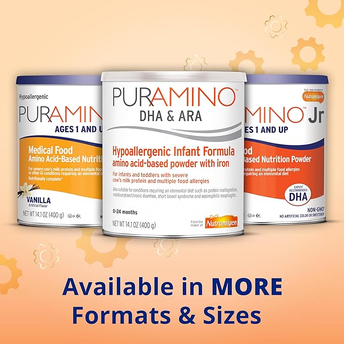 PurAmino, Hypoallergenic Amino Acid Based Infant Formula for Severe Food Allergies and GI Conditions, Nutritionally Complete Baby Formula, 14.1oz can,Pack of 4