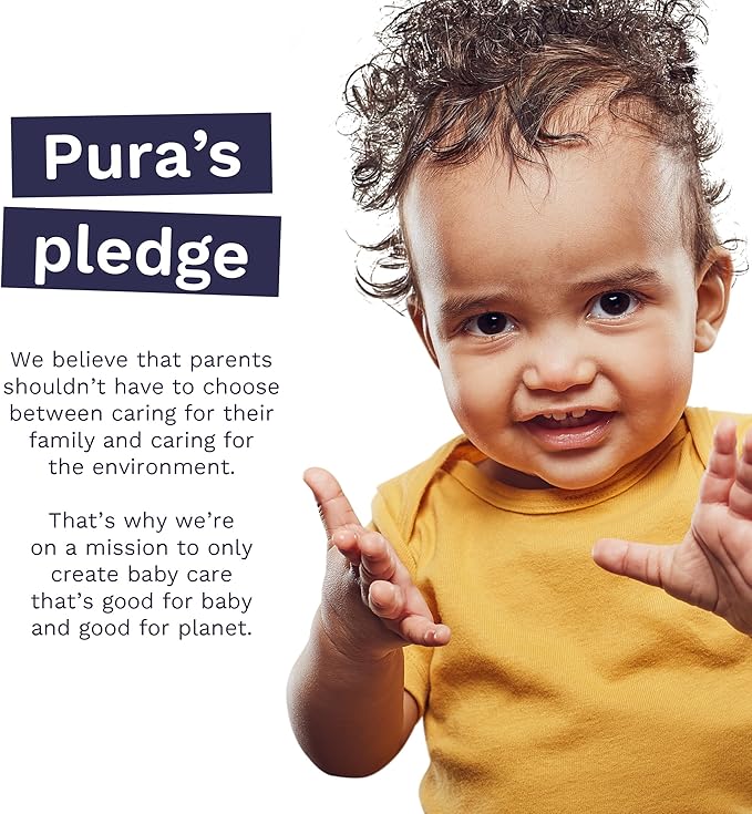 Pura Natural Sensitive Baby Wipes, 99% Water, Unscented & Hypoallergenic, Suitable for Sensitive & Eczema-prone Skin, Fragrance Free & Hypoallergenic, EWG Verified, 3 x 60 per pack (180 Wipes)