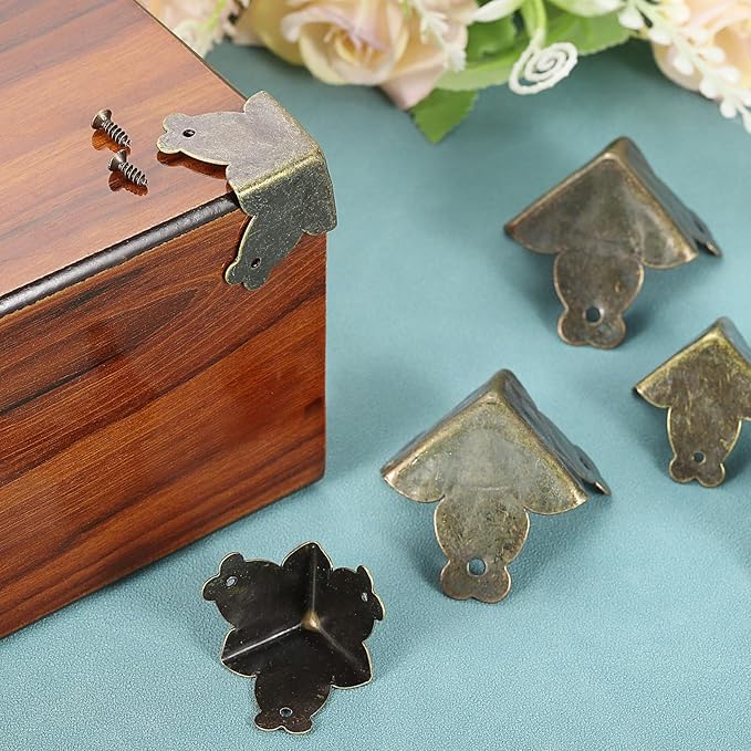 uxcell 12 Pcs Decorative Box Corner Cover, 20mm Metal Edge Guard, Furniture Corner Edges Protector, Bronze