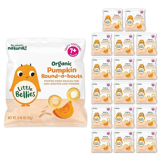 Little Bellies Organic Pumpkin Round-a-Bouts Baby Snack (Pack of 18 x 0.42 oz Individual Packs)